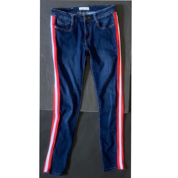 ⭐️Host Pick! Machine mid rise Red/white striped skinny jeans - Picture 11 of 15